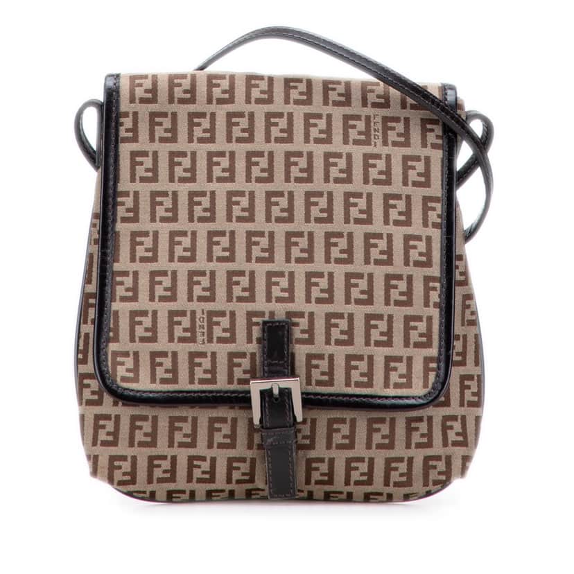 Fendi Zucchino Canvas Crossbody Brown Canvas Good condition - Front View