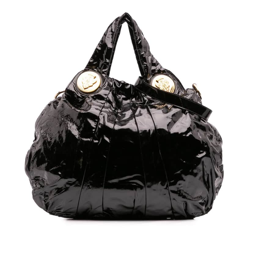 Gucci Large Patent Hysteria Satchel Black Leather Good condition - Front View