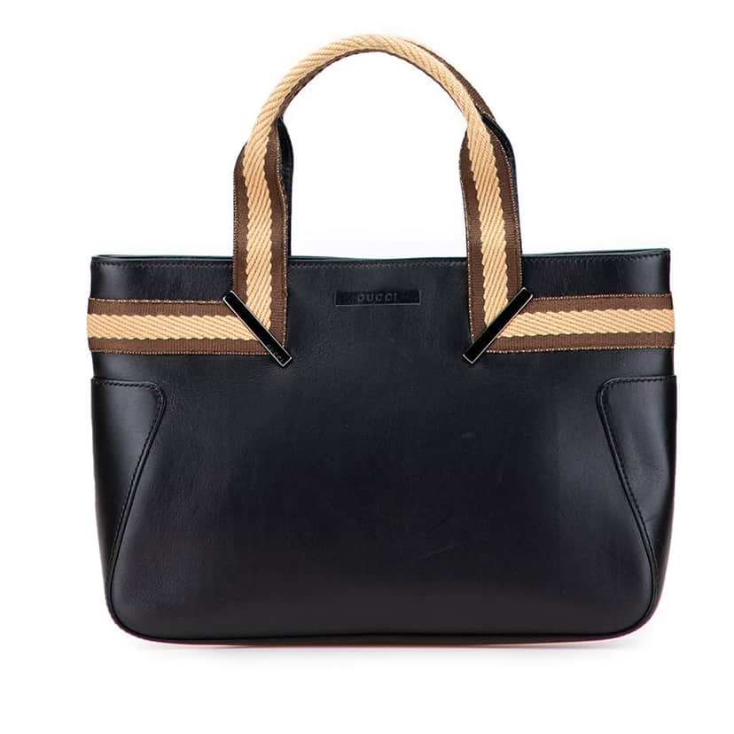 Gucci Leather Web Handbag Black Leather Good condition - Front View