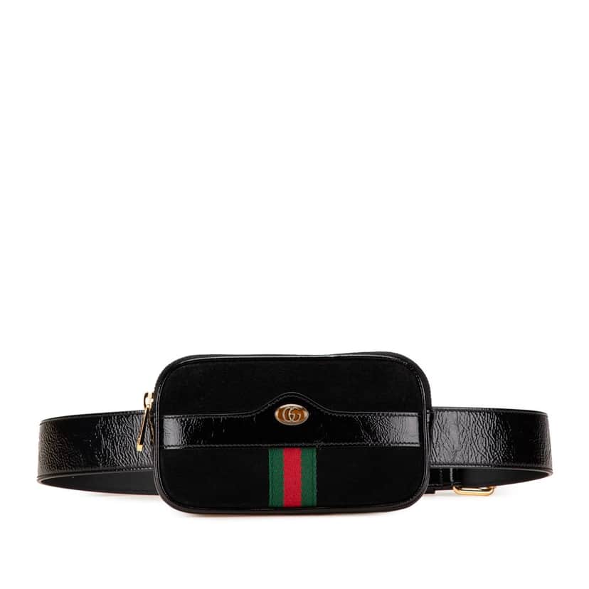 Gucci Small Suede Ophidia Belt Bag Black Leather Good condition - Front View