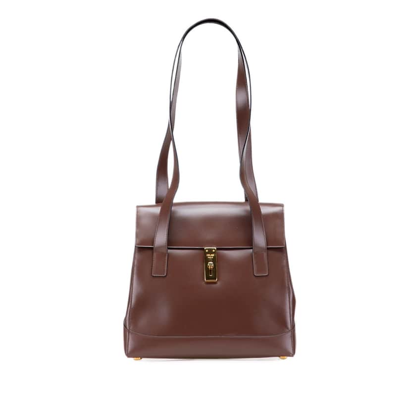 Celine Leather Shoulder Bag Brown Leather Good condition - Front View