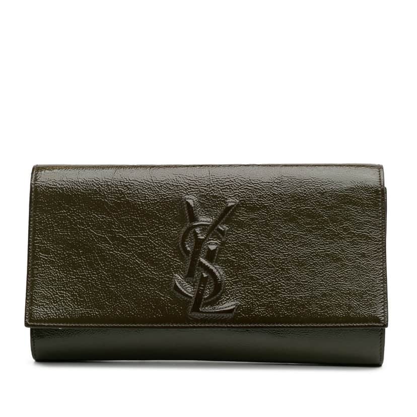 Yves Saint Laurent Large Patent Belle De Jour Clutch Brown Leather Good condition - Front View