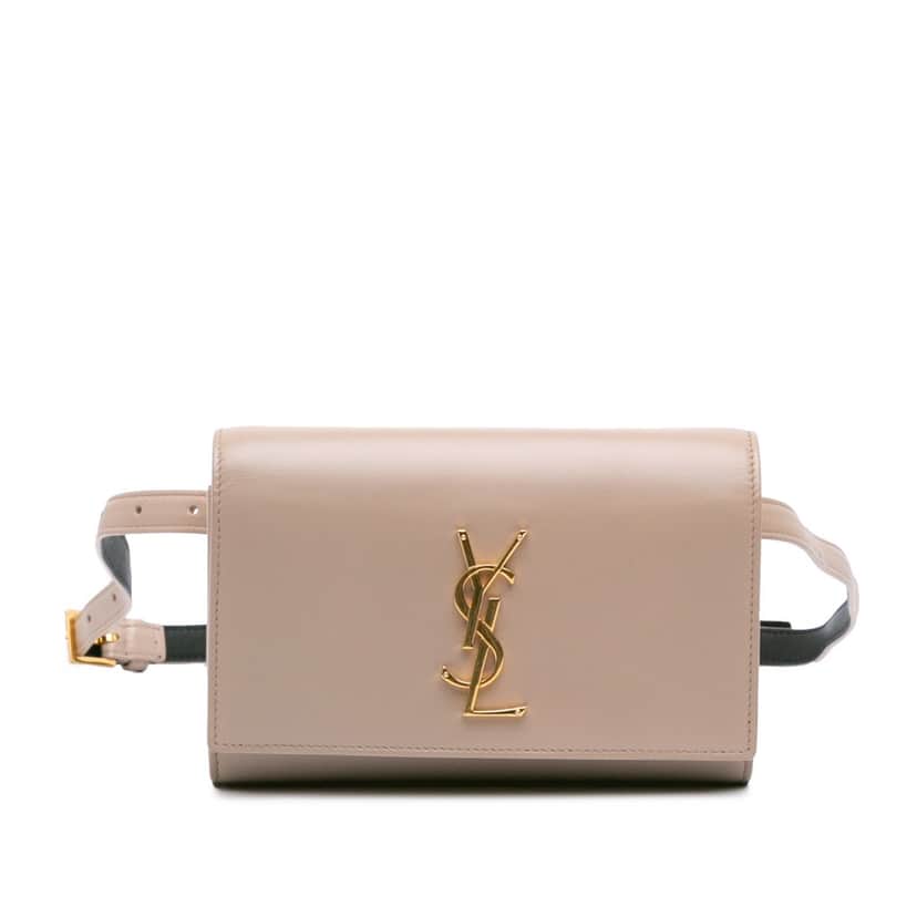 Saint Laurent Smooth Calfskin Monogram Kate Belt Bag Brown Leather Good condition - Front View