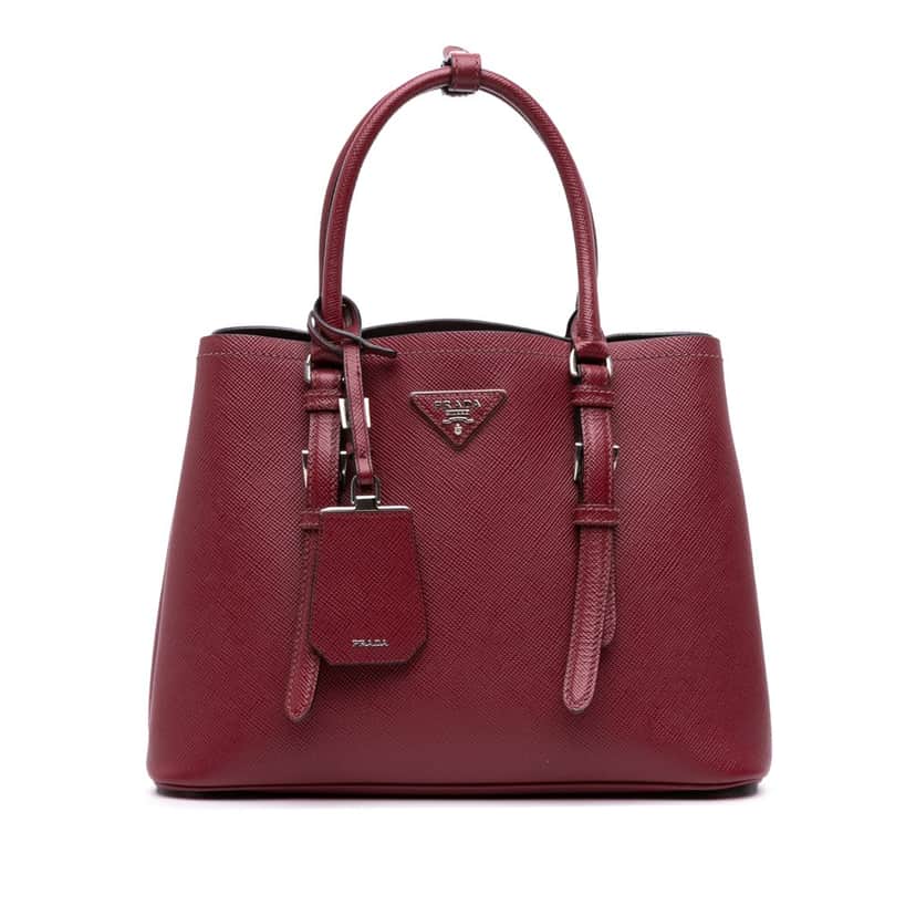 Prada Saffiano Cuir Double Satchel Red Leather Good condition - Front View
