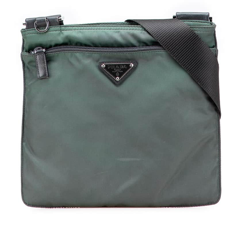 Prada Tessuto Zip Top Crossbody Green Good condition - Front View
