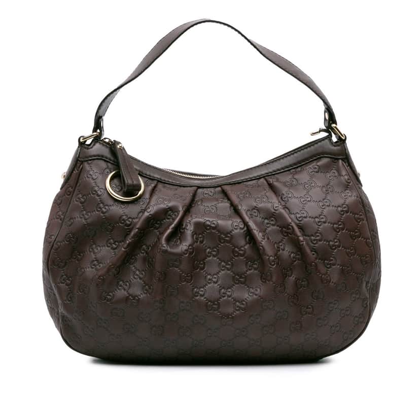 Gucci Medium Guccissima Sukey Shoulder Bag Brown Leather Good condition - Front View