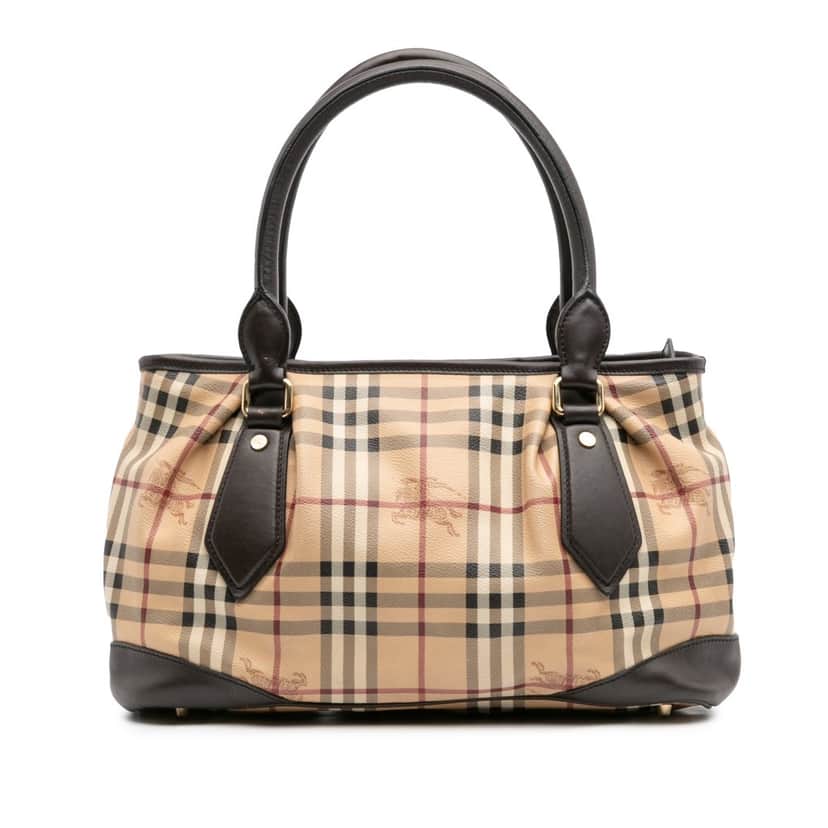 Burberry Haymarket Check Coated Canvas Satchel Brown Canvas Good condition - Front View