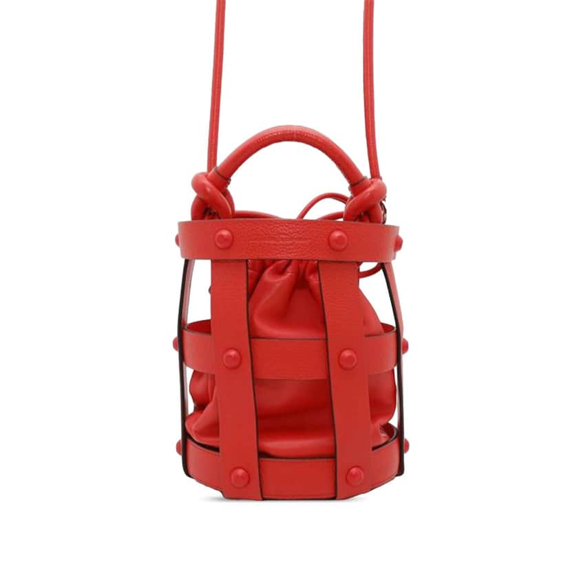 Salvatore Ferragamo Leather Cage Bucket Bag Red Leather Good condition - Front View
