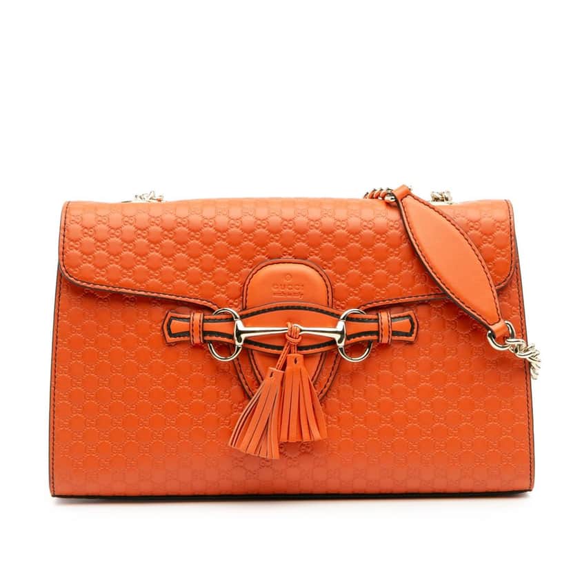 Gucci Medium Microguccissima Emily Shoulder Bag Orange Leather Good condition - Front View
