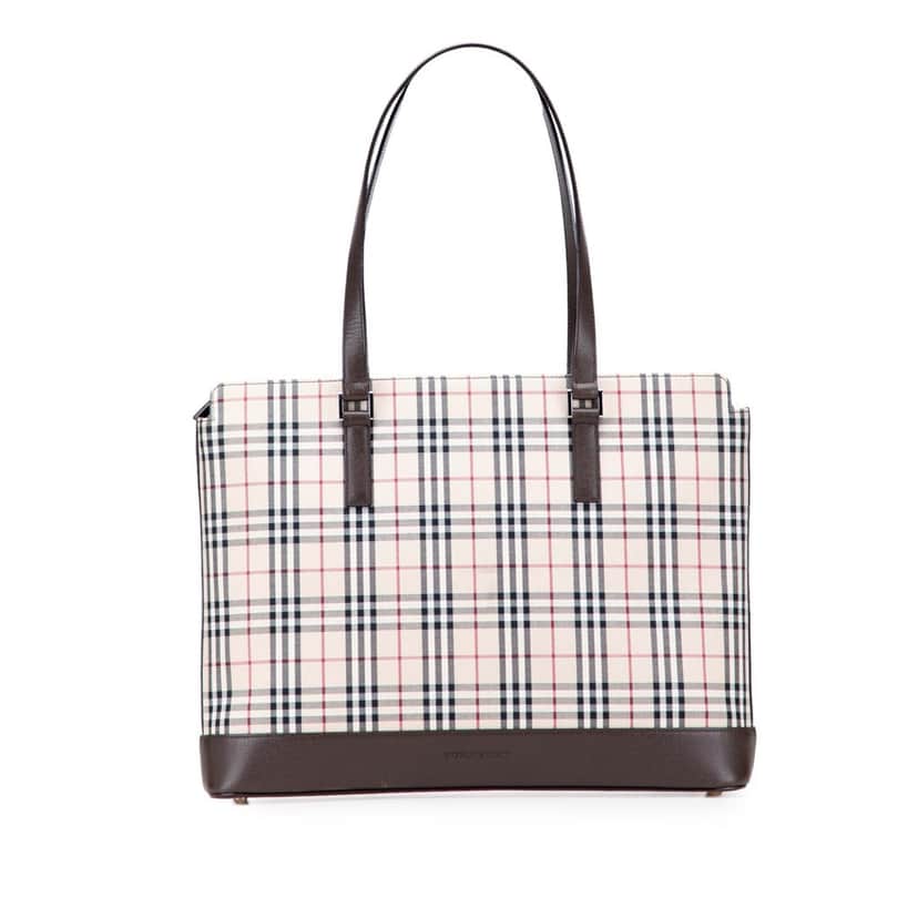 Burberry House Check Canvas Tote Brown Canvas Good condition - Front View