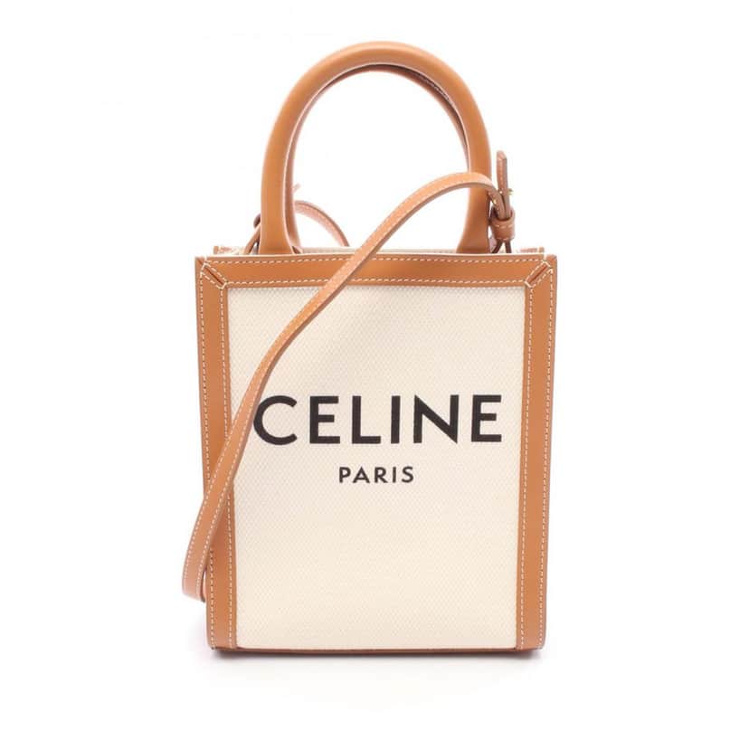 Celine Mini Canvas Vertical Cabas Tote Brown Canvas Good condition - Front View