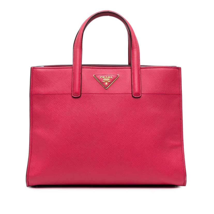 Prada Saffiano Soft Triple Pocket Tote Pink Leather Good condition - Front View