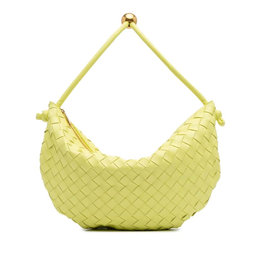 Bottega Veneta Medium Lambskin Intrecciato Turn Pouch Yellow Leather Good condition - Front View