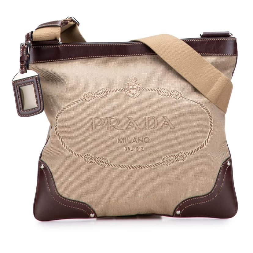 Prada Canvas Canapa Logo Crossbody Brown Canvas Good condition - Front View