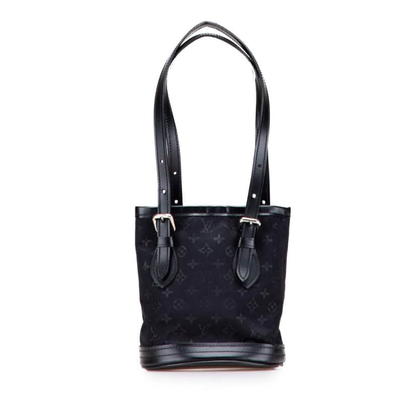 Louis Vuitton Monogram Mini Satin Bucket Black Satin Very good condition - Front View