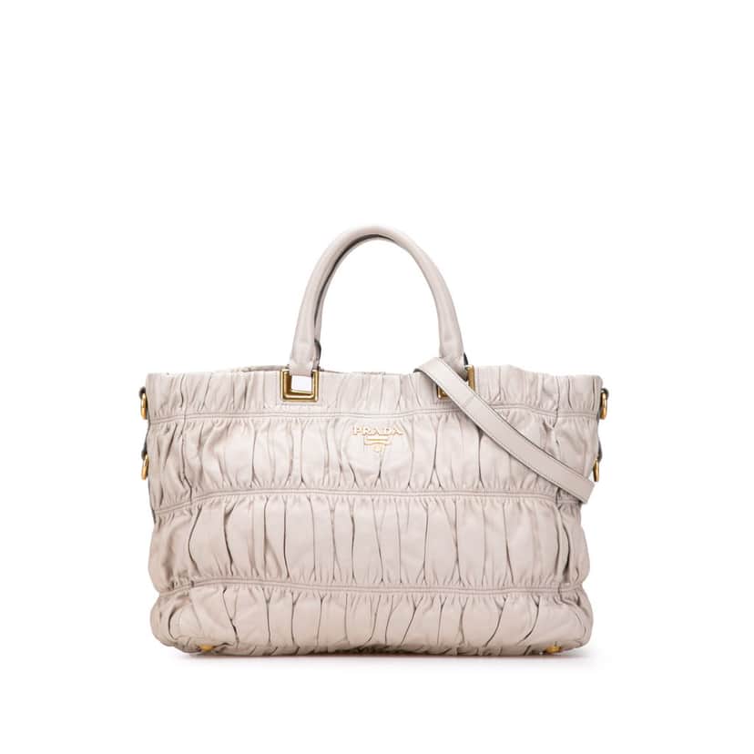 Prada Nappa Gaufre Satchel White Leather Good condition - Front View