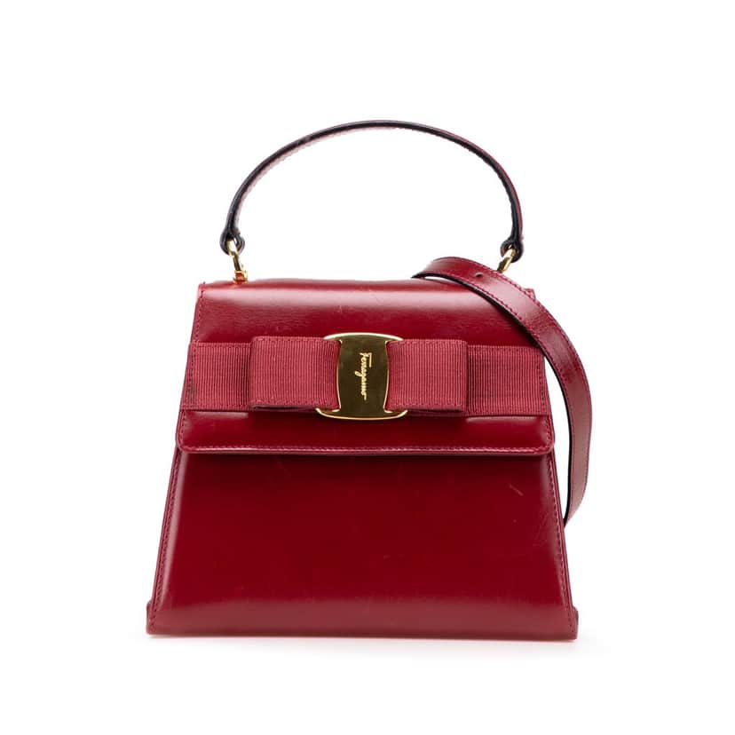Salvatore Ferragamo Leather Vara Bow Satchel Red Leather Good condition - Front View