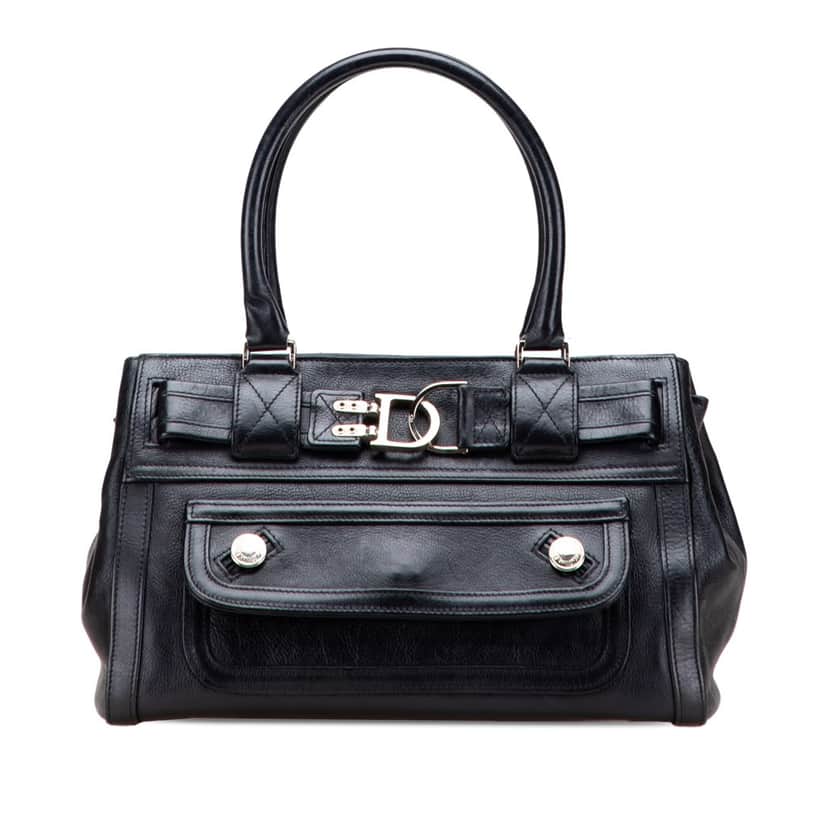Dior Leather Flight Handbag Black Leather Good condition - Front View