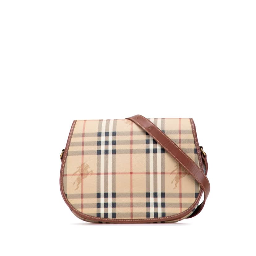 Burberry Haymarket Check Coated Canvas Crossbody Brown Canvas Good condition - Front View