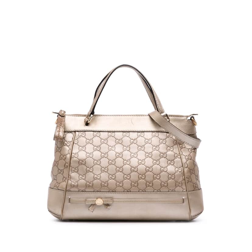 Gucci Metallic Guccissima Mayfair Satchel Gold Leather Good condition - Front View