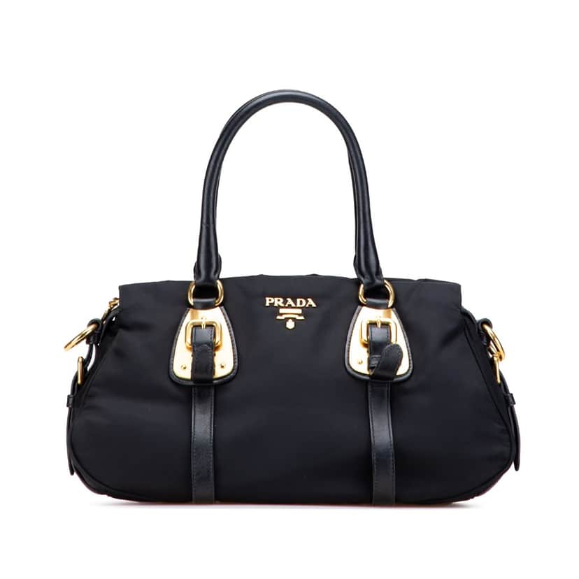 Prada Soft Calf Trimmed Tessuto Satchel Black Good condition - Front View