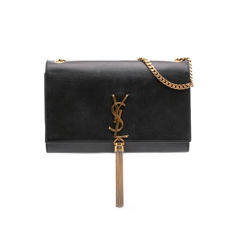 Saint Laurent Medium Smooth Calfskin Classic Monogram Kate Tassel Crossbody Black Leather Good condition - Front View