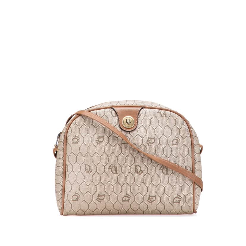 Dior Honeycomb Coated Canvas Crossbody Brown Canvas Good condition - Front View