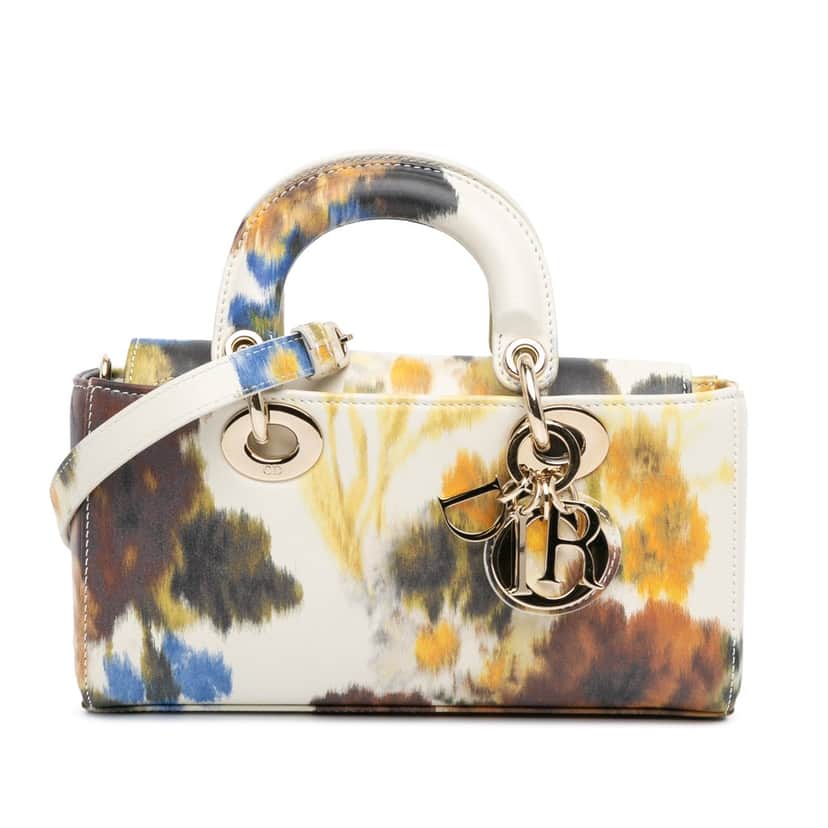 Dior Small Leather Floral Print Lady D Joy White Leather Good condition - Front View