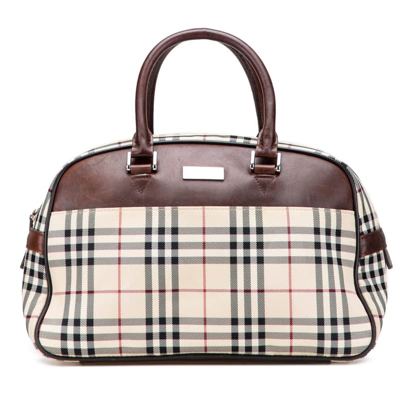 Burberry House Check Canvas Handbag Brown Canvas Good condition - Front View