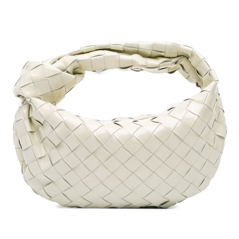 Bottega Veneta Mini Patent Intrecciato Jodie White Leather Good condition - Front View