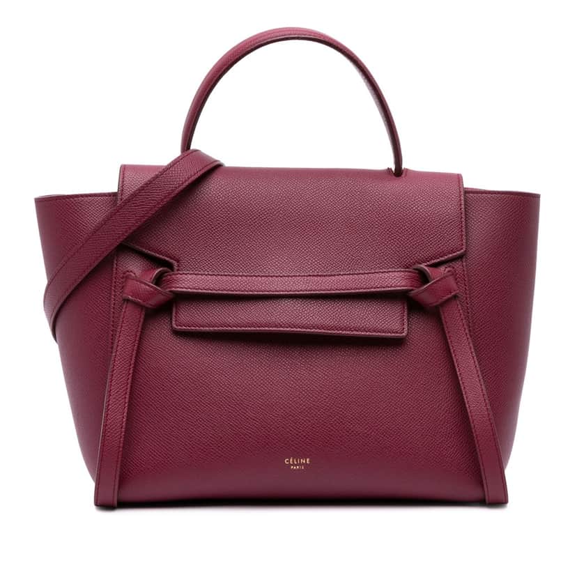 Celine Micro Grained Calfskin Belt Bag Red Leather Good condition - Front View