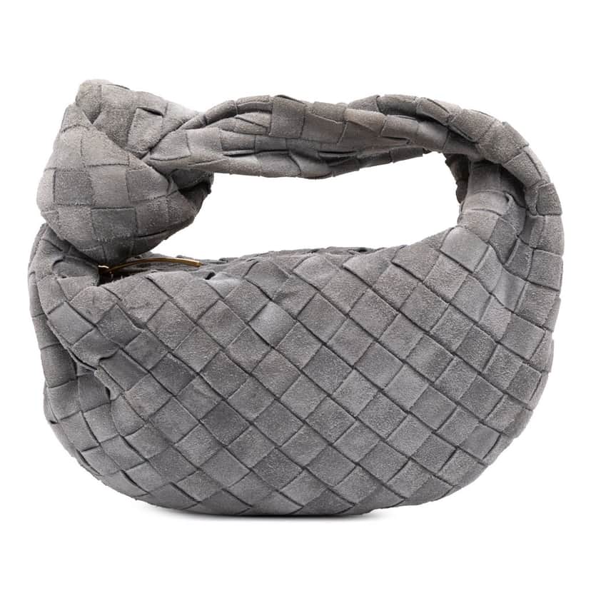 Bottega Veneta Mini Suede Intrecciato Jodie Grey Leather Good condition - Front View