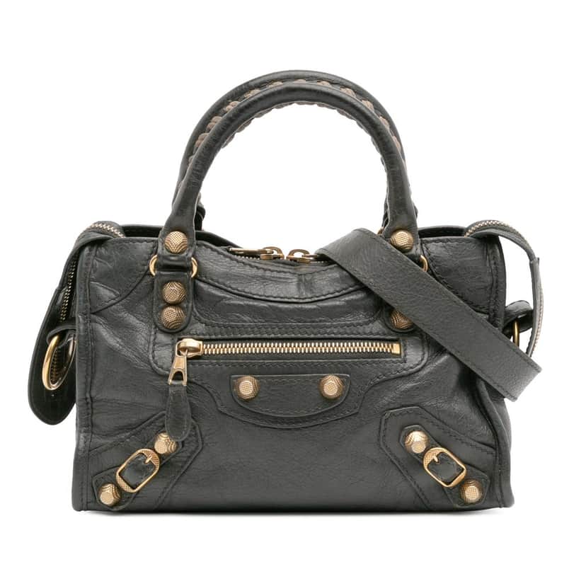 Balenciaga Mini Giant 12 Lambskin Classic City Satchel Grey Leather Good condition - Front View