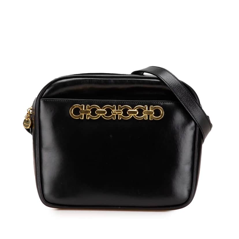 Salvatore Ferragamo Leather Gancini Crossbody Black Leather Good condition - Front View