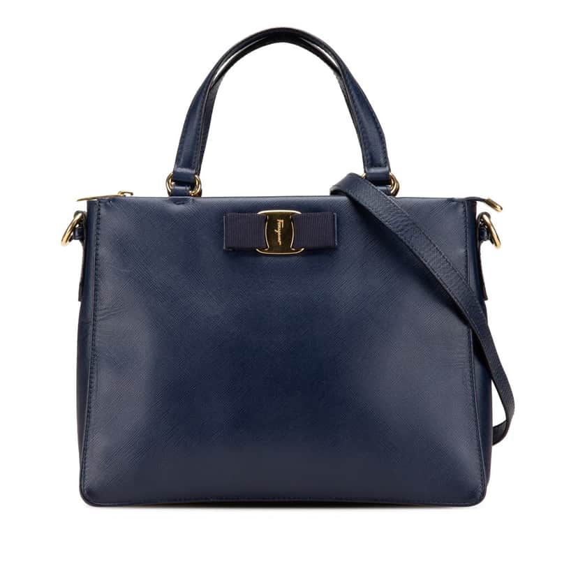 Salvatore Ferragamo Leather Tracy Vara Satchel Blue Leather Good condition - Front View