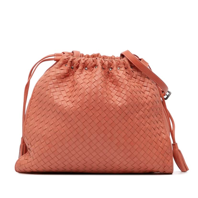 Bottega Veneta Nappa Intrecciato Crossbody Orange Leather Good condition - Front View