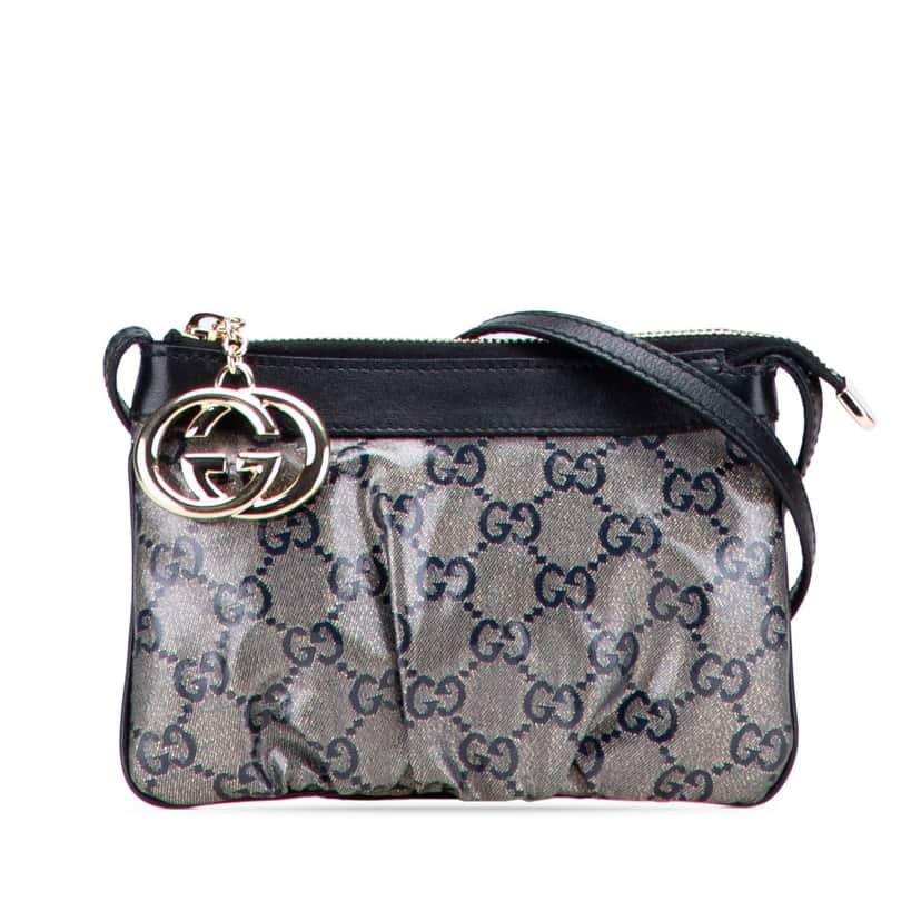 Gucci GG Crystal Interlocking G Crossbody Grey Canvas Good condition - Front View