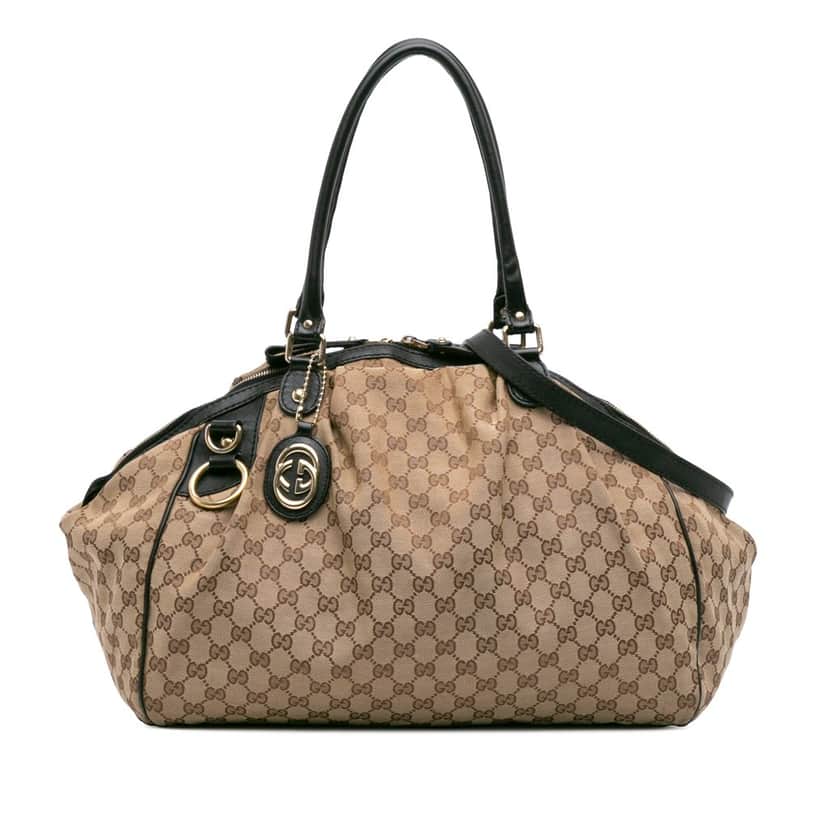 Gucci Large GG Canvas Sukey Satchel Brown Canvas Good condition - Front View