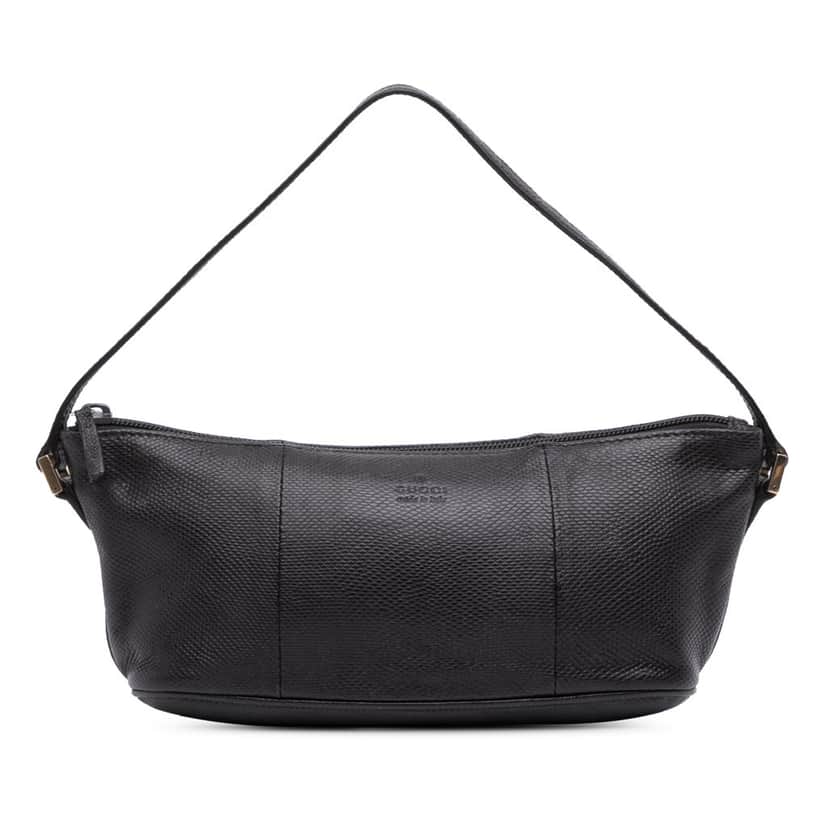 Gucci Lizard Embossed Calfskin Boat Black Leather Good condition - Front View