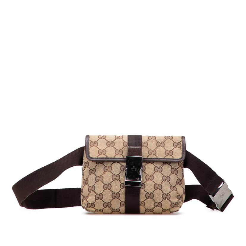 Gucci GG Canvas Belt Bag Brown Canvas Good condition - Front View