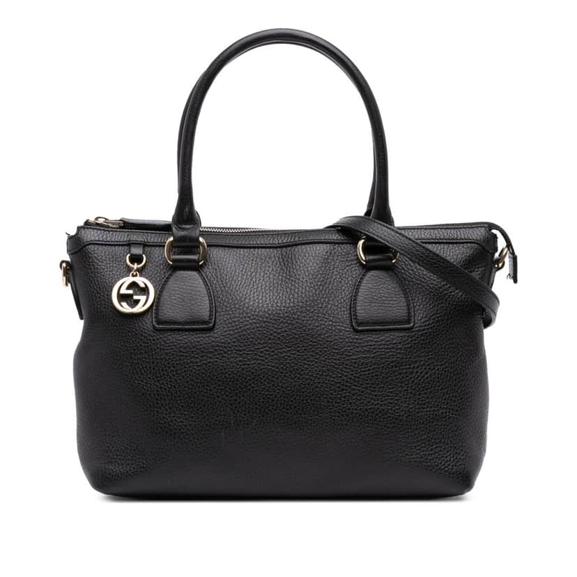 Gucci Dollar Calfskin GG Charm Satchel Black Leather Good condition - Front View