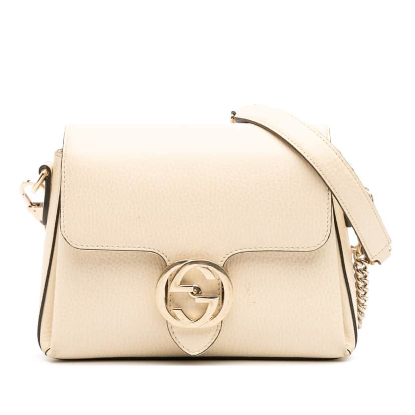 Gucci Small Dollar Calfskin Interlocking G Crossbody White Leather Good condition - Front View