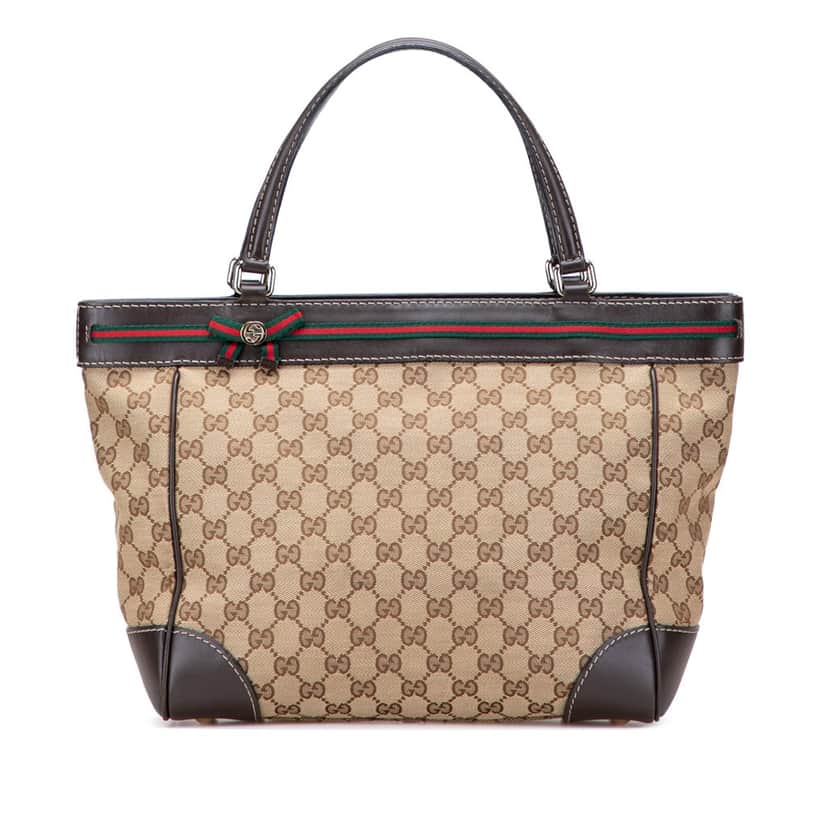 Gucci GG Canvas Web Mayfair Tote Brown Canvas Good condition - Front View