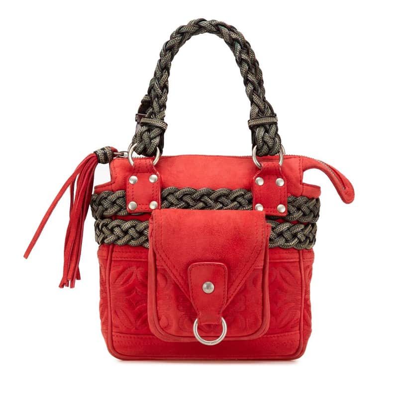 Loewe Mini Anagram Suede Handbag Red Leather Good condition - Front View