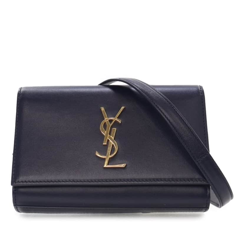 Saint Laurent Smooth Calfskin Monogram Kate Belt Bag Blue Leather Good condition - Front View
