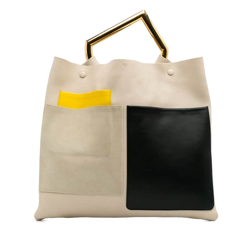 Celine Leather Geometric Tote Brown Leather Good condition - Front View