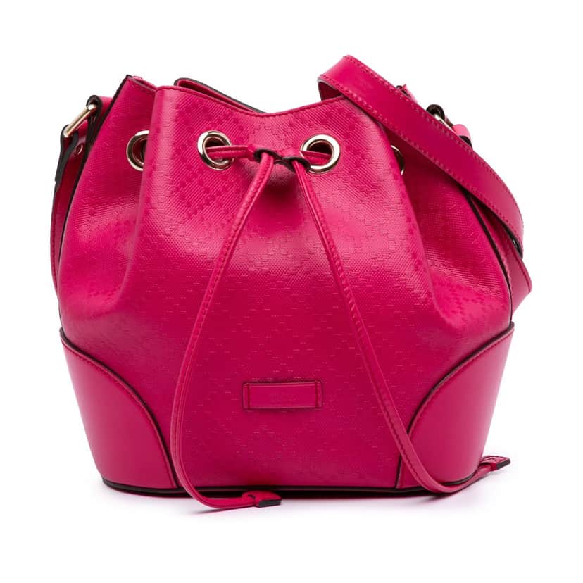 Gucci Diamante Leather Bright Bucket Bag Pink Leather Good condition - Front View
