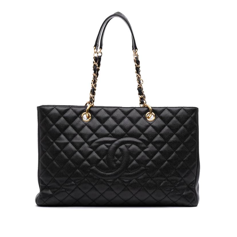 Chanel Caviar Grand Shopping Tote XL Black Leather Good condition - Front View