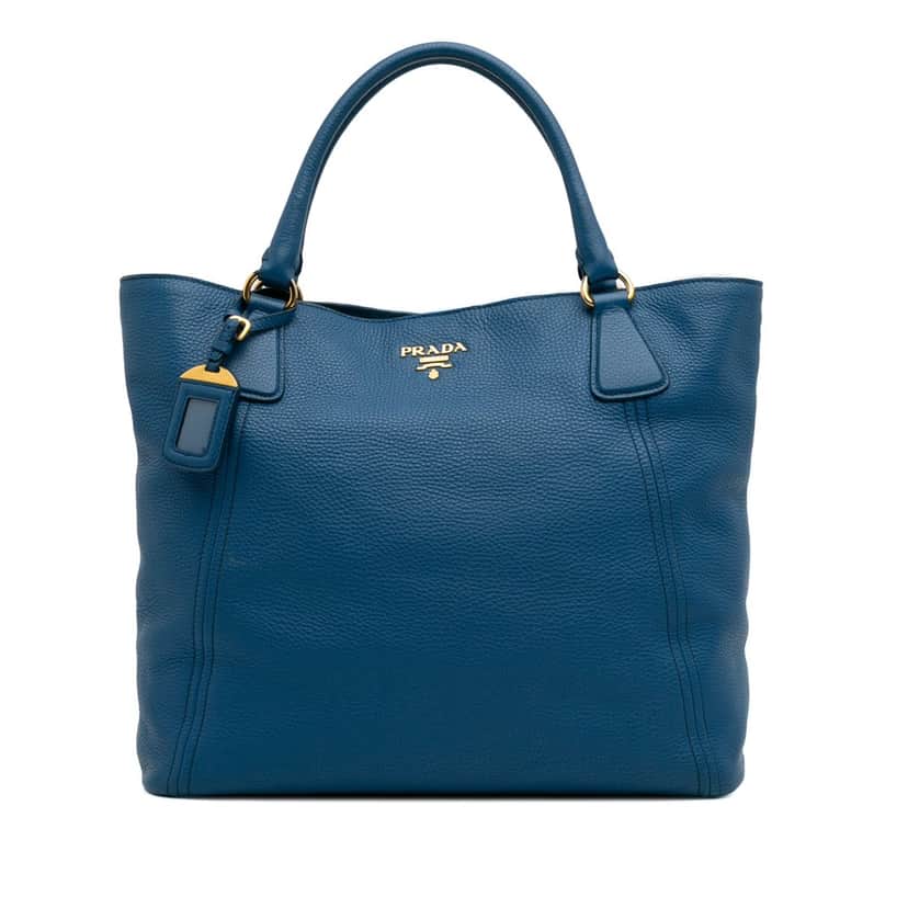 Prada Vitello Daino Tote Blue Leather Good condition - Front View