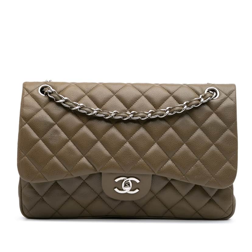 Chanel Jumbo Classic Caviar Double Flap Brown Leather Good condition - Front View